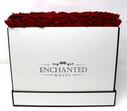 Large Classic White Square Box - Red Roses