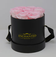 Small Classic Black Round Box - Sweet Pink Rose