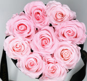 Small Classic Black Round Box - Sweet Pink Rose