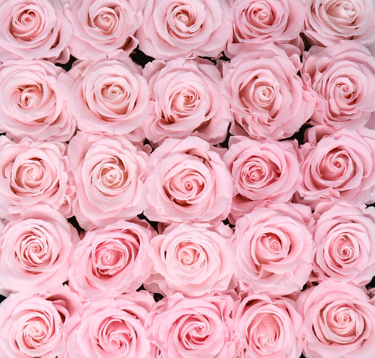 Medium Classic Black Square Box - Sweet Pink Roses