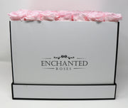 Large Classic White Square Box - Sweet Pink Roses
