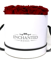 Medium Classic White Round Box - Red Roses