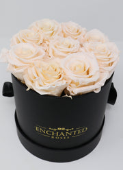 Small Classic Black Round Box - Antique Peach Roses