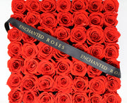 Large Classic Black Square Box - Red Roses
